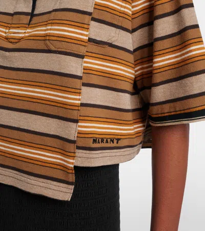 Isabel Marant Étoile Isalyne Striped Cotton Polo Shirt In Brown