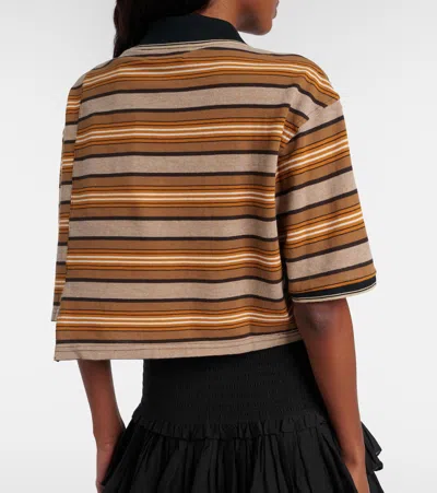 Isabel Marant Étoile Isalyne Striped Cotton Polo Shirt In Brown