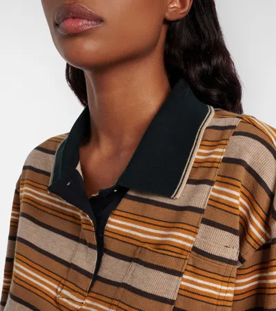 Isabel Marant Étoile Isalyne Striped Cotton Polo Shirt In Brown