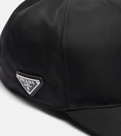 Prada Nylon Baseball Cap 6-panel Construction In Black