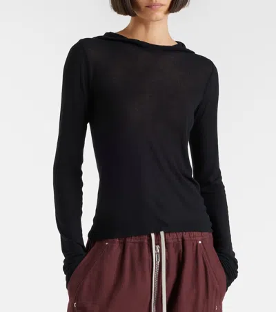 Rick Owens Hooded Top In Black