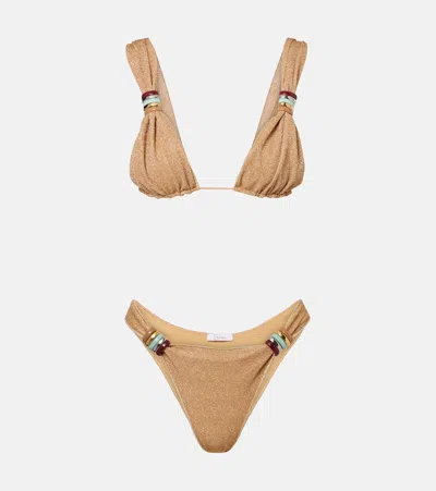 Oseree Oséree Lumière Ring-detail Bikini In Brown