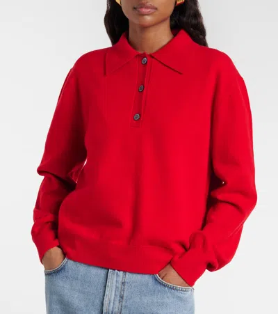 Rohe Róhe Wool And Cashmere Polo Sweater In Red
