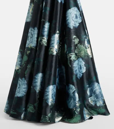 Markarian Laila Floral Brocade Bustier Gown In Green