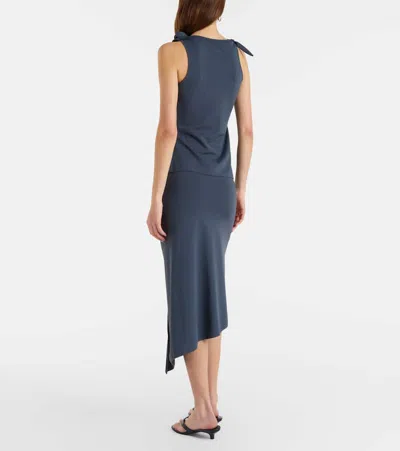 Coperni Floral-appliqué Jersey Midi Skirt In Gray