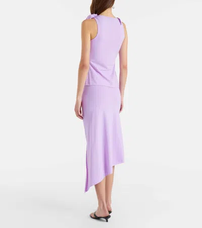 Coperni Floral-appliqué Jersey Midi Skirt In Blue