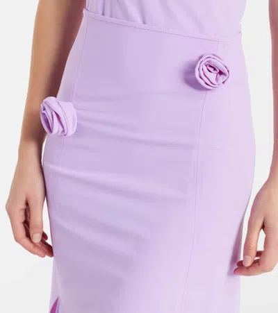 Coperni Floral-appliqué Jersey Midi Skirt In Blue