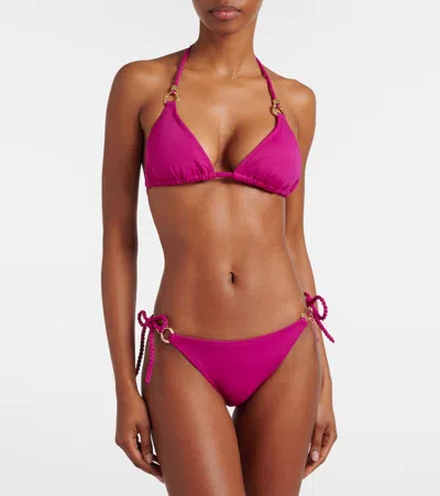 Heidi Klein Ithaca Embellished Bikini Top In Pink