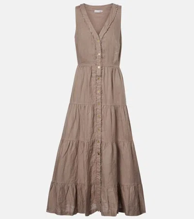 Heidi Klein Zakynthos Tiered Linen Midi Dress In Brown
