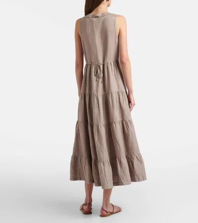 Heidi Klein Zakynthos Tiered Linen Midi Dress In Brown