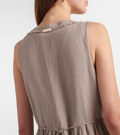 Heidi Klein Zakynthos Tiered Linen Midi Dress In Brown