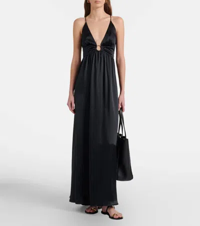 Heidi Klein Meteora Silk Satin Maxi Dress In Black