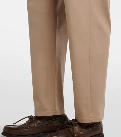 Brunello Cucinelli Cotton-blend Straight Pants In Brown