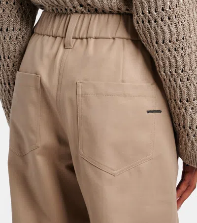 Brunello Cucinelli Cotton-blend Straight Pants In Brown