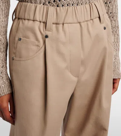 Brunello Cucinelli Cotton-blend Straight Pants In Brown