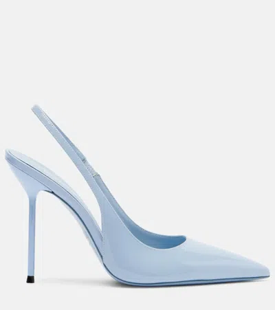 Paris Texas Slingbacks In Denim-colored Patent Leather In Blue