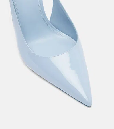 Paris Texas Slingbacks In Denim-colored Patent Leather In Blue