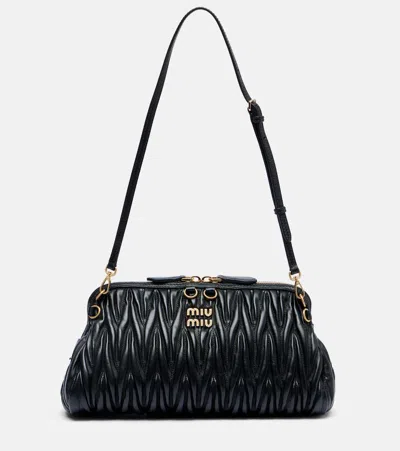 Miu Miu Matelassé Leather Clutch In Black