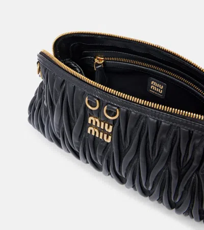Miu Miu Matelassé Leather Clutch In Black