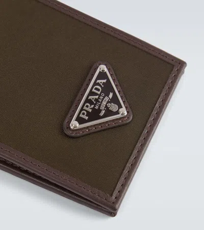 Prada Speedrock Re-nylon Card Case With Strap In Brown