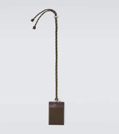 Prada Speedrock Re-nylon Card Case With Strap In Brown