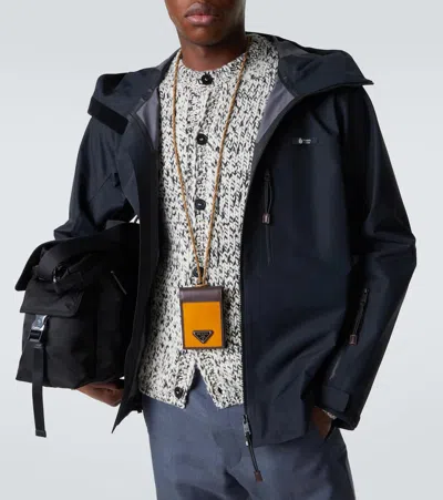 Prada Speedrock Re-nylon Card Case With Strap In Multi