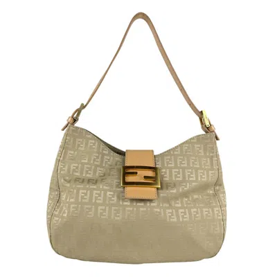 Pre-owned Fendi Beige Khaki Canvas Leather Shoulder Bag ()
