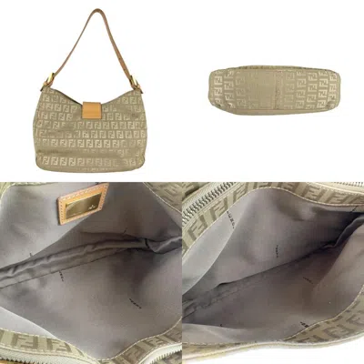 Pre-owned Fendi Beige Khaki Canvas Leather Shoulder Bag ()