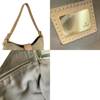 Pre-owned Fendi Beige Khaki Canvas Leather Shoulder Bag ()