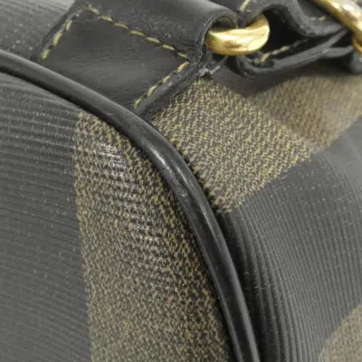 Pre-owned Fendi Black Brown Coated Canvas Leather Backpack () In Multi