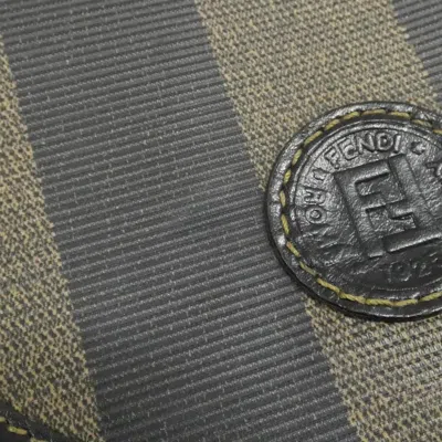 Pre-owned Fendi Black Brown Coated Canvas Leather Backpack () In Multi