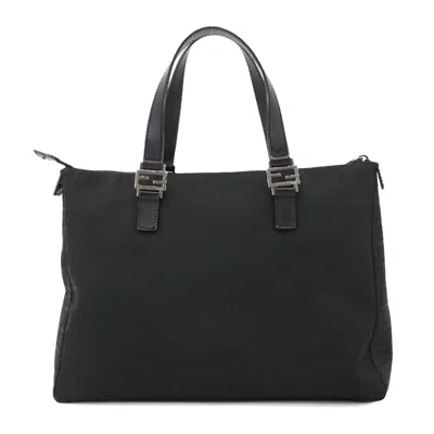 Pre-owned Fendi Black Canvas Leather Tote Bag ()