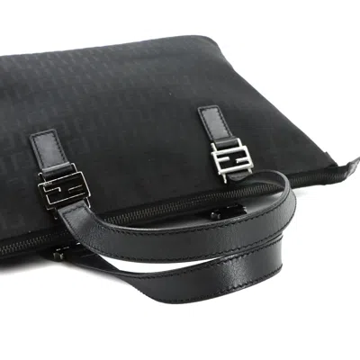 Pre-owned Fendi Black Canvas Leather Tote Bag ()