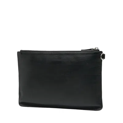 Pre-owned Fendi Black Leather Clutch Bag Pouch ()