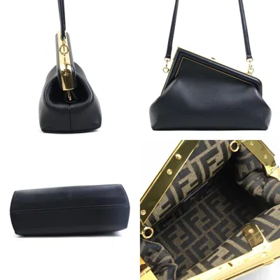 Pre-owned Fendi Black Leather Clutch Bag Shoulder Bag ()