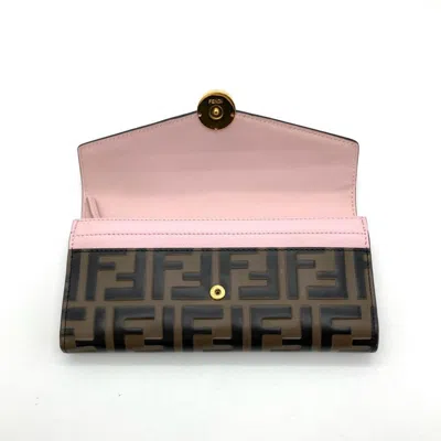 Pre-owned Fendi Pink Leather Long Wallet (tri-fold) ()