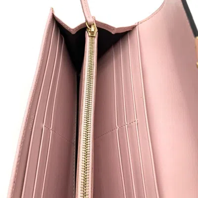 Pre-owned Fendi Pink Leather Long Wallet (tri-fold) ()