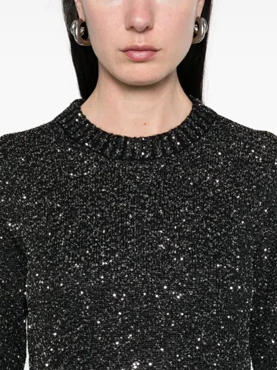 Golden Goose Cropped Knit Top With Sparkling Texture In Black