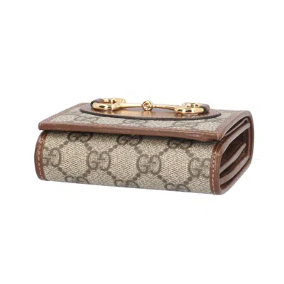 Pre-owned Gucci Beige Brown Gg Supreme Canvas Wallet (bi-fold) () In Multi