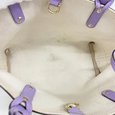 Pre-owned Gucci Beige Purple Canvas Tote Bag () In Multi
