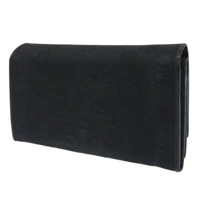 Pre-owned Gucci Black Gg Canvas Long Wallet (bi-fold) ()