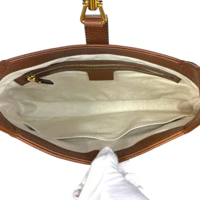 Pre-owned Gucci Blue Brown Leather Denim Shoulder Bag () In Multi