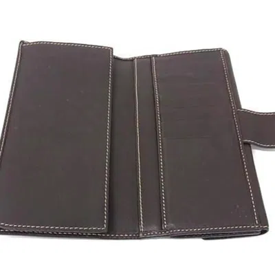 Pre-owned Gucci Brown Canvas Leather Long Wallet (bi-fold) ()
