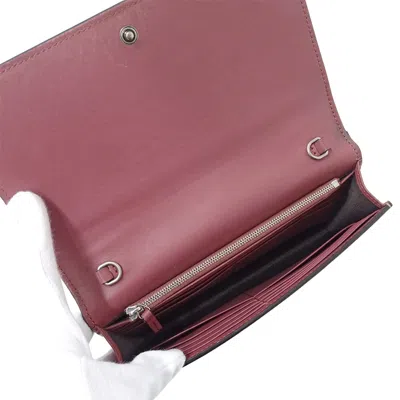 Pre-owned Gucci Brown Pink Gg Supreme Chain/shoulder Wallet () In Multi