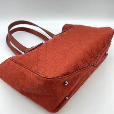 Pre-owned Gucci Red Color Gg Canvas Handbag Tote Bag ()
