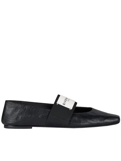 Givenchy Sliced Square Elastic-strap Ballet Flats In Black