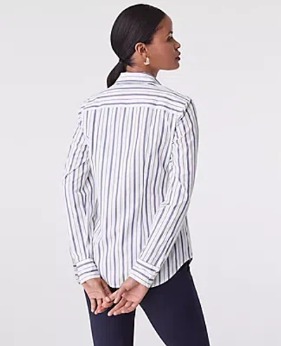 Ann Taylor Striped Perfect Shirt In White