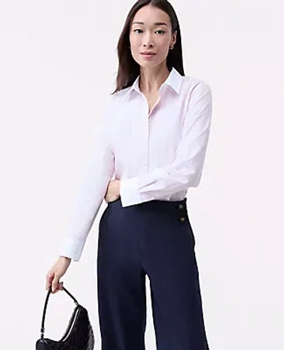 Ann Taylor Striped Relaxed Perfect Shirt In White