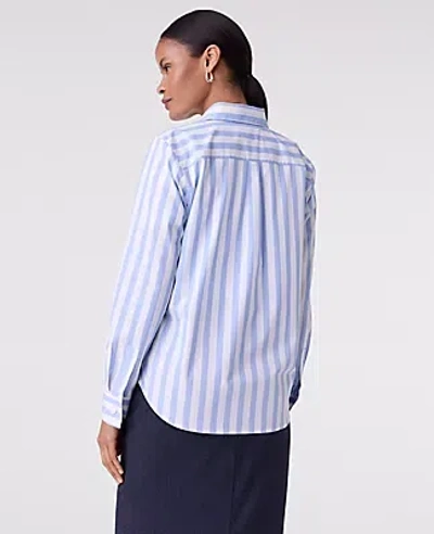 Ann Taylor Striped Relaxed Perfect Shirt In Blue