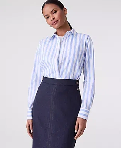 Ann Taylor Striped Relaxed Perfect Shirt In Blue